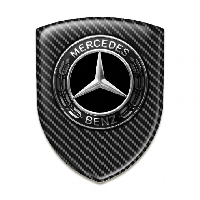 Mercedes Car Accessories Badge Black Carbon Base Metallic Logo