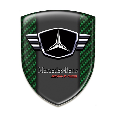 Mercedes Self Adhesive Car logo Emblem Green Carbon Winged logo 