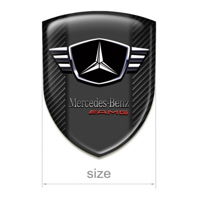 Mercedes Resin Sticker Dark Carbon Base Winged logo Style 
