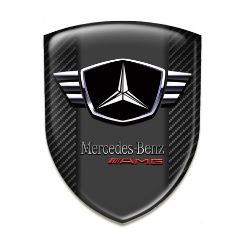 Mercedes Resin Sticker Dark Carbon Base Winged logo Style 