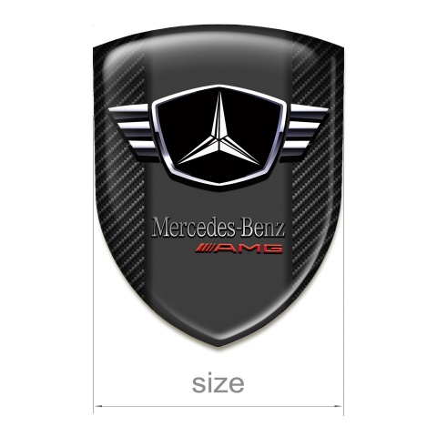 Mercedes Resin Sticker Dark Carbon Base Winged logo Style 