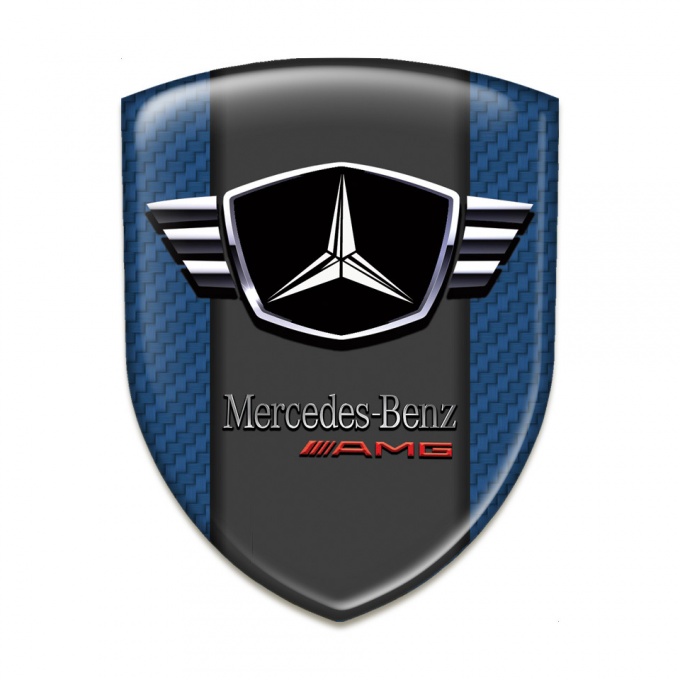 Mercedes Car Accessories Badge Navy Blue Carbon Base Winged logo 