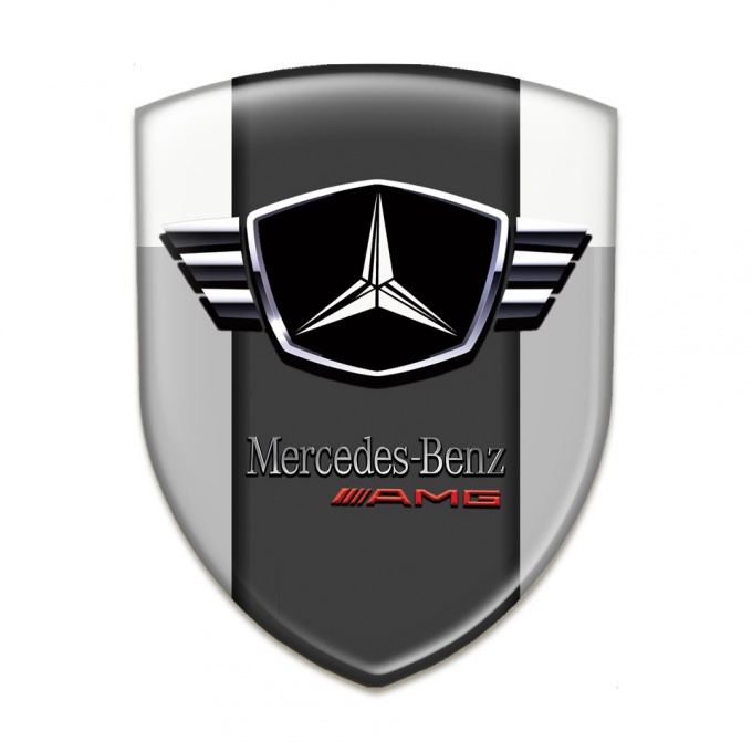 Mercedes Self Adhesive Car logo Emblem Grey White Base Design 