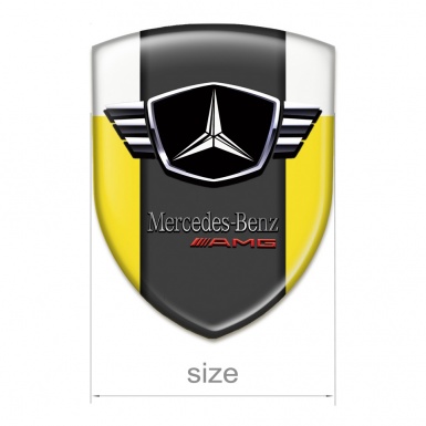 Mercedes Car Interior Badge Yellow White Base Winged logo 