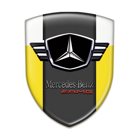 Mercedes Car Interior Badge Yellow White Base Winged logo 