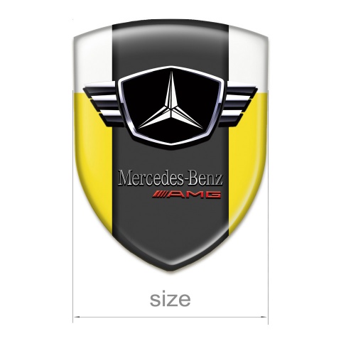 Mercedes Car Interior Badge Yellow White Base Winged logo 