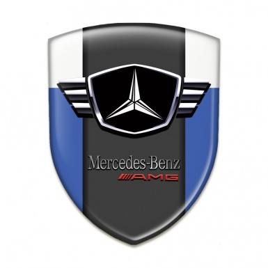 Mercedes Tuning Emblem Blue White Base Winged logo 