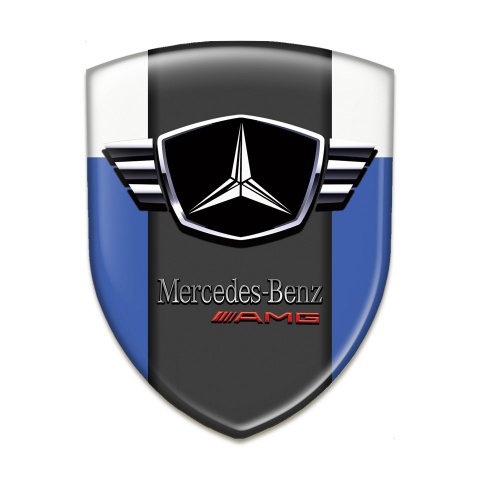 Mercedes Tuning Emblem Blue White Base Winged logo 