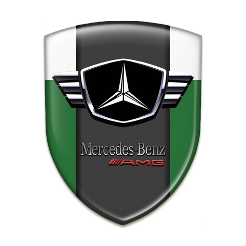 Mercedes Self Adhesive Emblem Logo Green White Base AMG Edition 