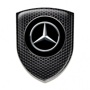 Mercedes 3D Gel Emblem Stylish Perforated Steel Base Silver Logo 