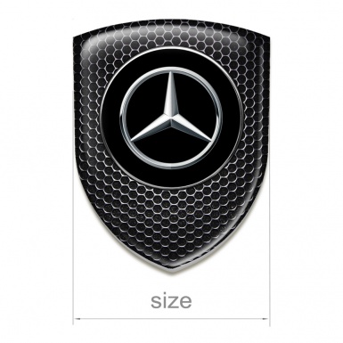 Mercedes 3D Gel Emblem Stylish Perforated Steel Base Silver Logo 