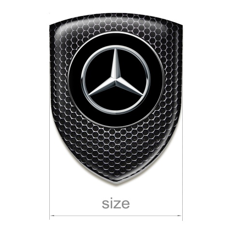 Mercedes 3D Gel Emblem Stylish Perforated Steel Base Silver Logo 