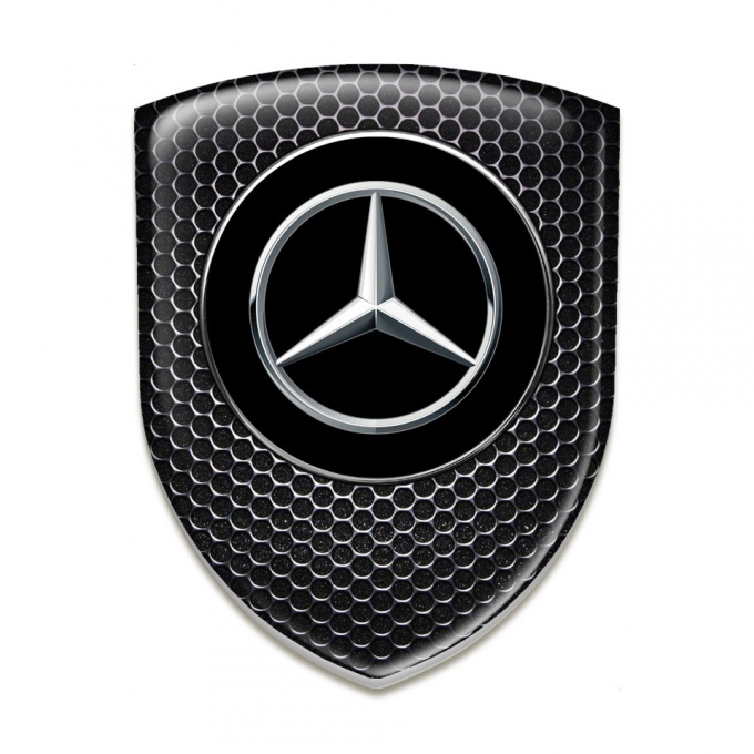 Mercedes 3D Gel Emblem Stylish Perforated Steel Base Silver Logo 