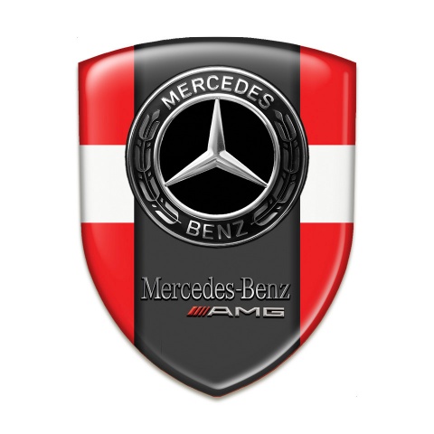 Mercedes Amg Car Interior Badge Red Base with White Tape Design 