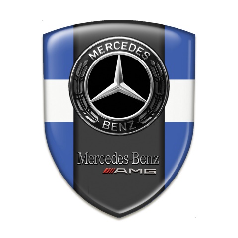 Mercedes AMG Silicone Car Decal Badge Blue with White Tape Design 
