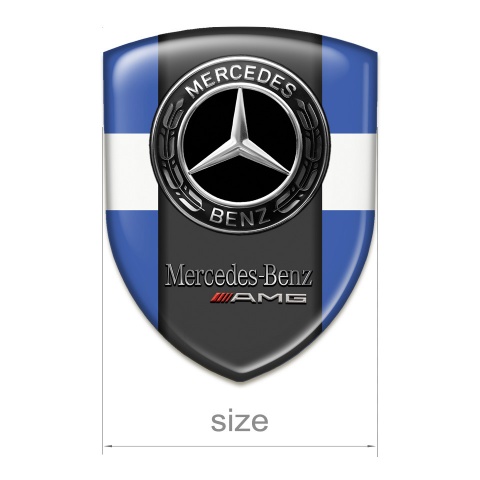 Mercedes AMG Silicone Car Decal Badge Blue with White Tape Design 