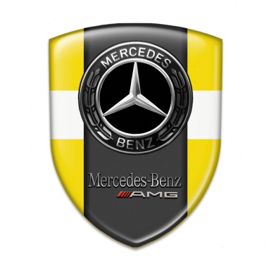 Mercedes AMG Silicone Badge Yellow with White Ribbon Design 