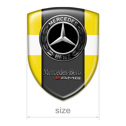 Mercedes AMG Silicone Badge Yellow with White Ribbon Design 