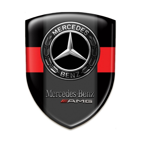 Mercedes AMG Auto Emblem Black with Red Tape Design 