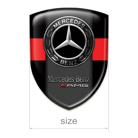 Mercedes AMG Auto Emblem Black with Red Tape Design 
