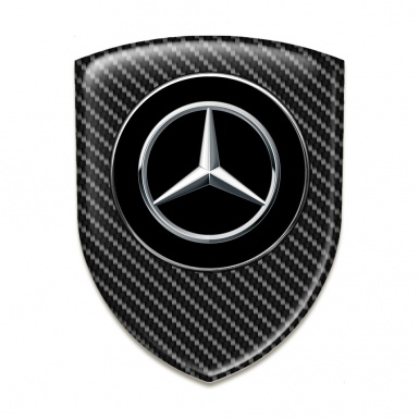 Mercedes Emblem Badge Logo Dark Carbon Silver Logo 
