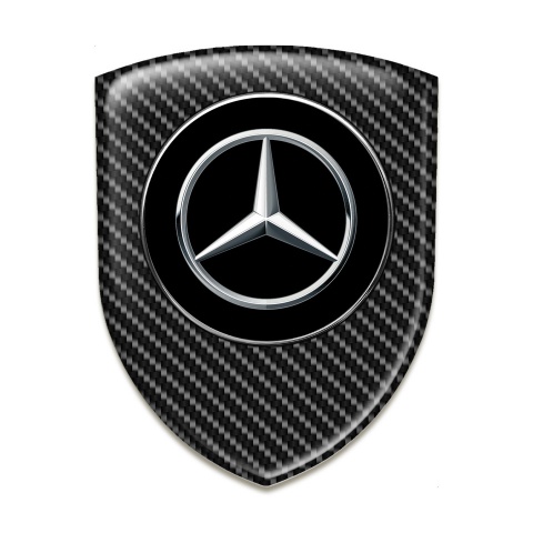 Mercedes Emblem Badge Logo Dark Carbon Silver Logo 