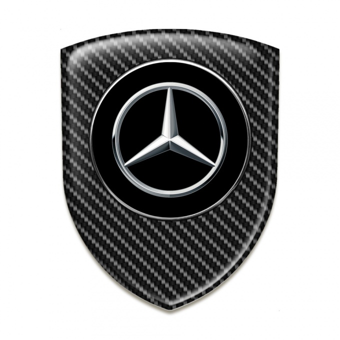 Mercedes Emblem Badge Logo Dark Carbon Silver Logo 
