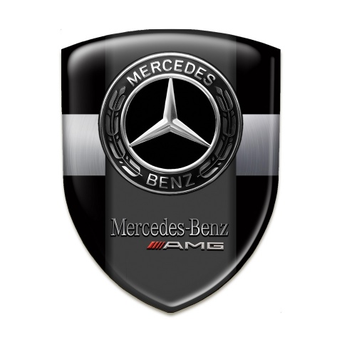 Mercedes AMG Logo Emblem Black With Grey Ribbon Design 