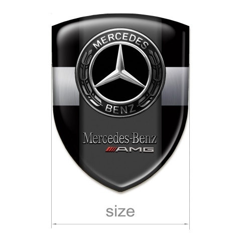 Mercedes AMG Logo Emblem Black With Grey Ribbon Design 