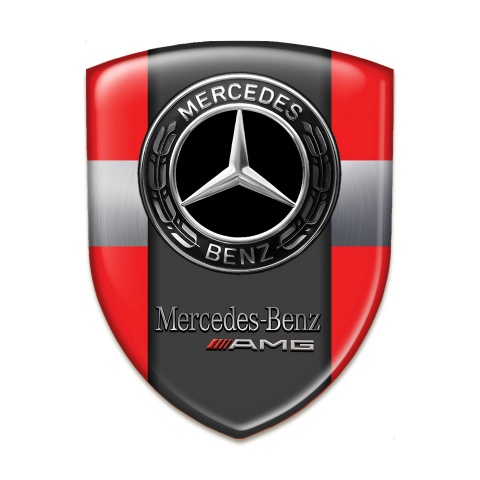 Mercedes Amg Tuning Emblem Red Base Grey Tape Design 