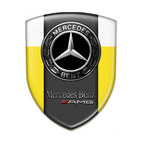 Mercedes AMG Self Adhesive Emblem Logo Yellow White Edition 