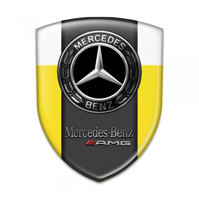 Mercedes AMG Self Adhesive Emblem Logo Yellow White Edition 