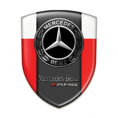 Mercedes AmG Domed Emblem Red White Edition 