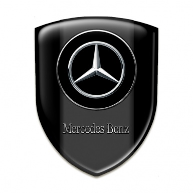 Mercedes Resin Sticker Black Base Silver Logo Style 