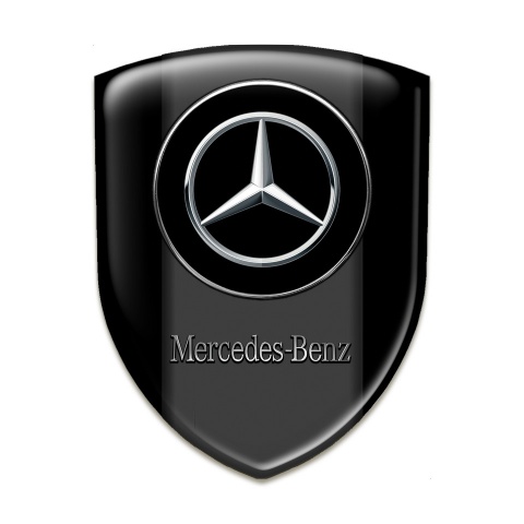 Mercedes Resin Sticker Black Base Silver Logo Style 