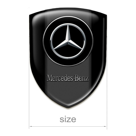 Mercedes Resin Sticker Black Base Silver Logo Style 