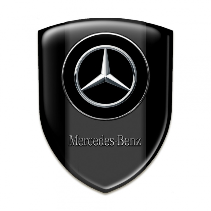 Mercedes Resin Sticker Black Base Silver Logo Style 