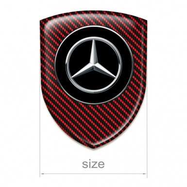 Mercedes Emblem Interior Red Carbon Print and Silver Logo 