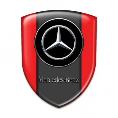 Mercedes Benz Car Accessories Badge Red Base Silver Logo 