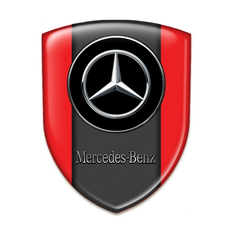 Mercedes Benz Car Accessories Badge Red Base Silver Logo 