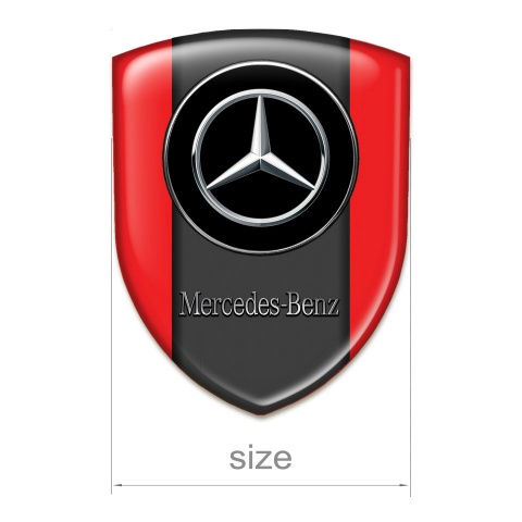Mercedes Benz Car Accessories Badge Red Base Silver Logo 