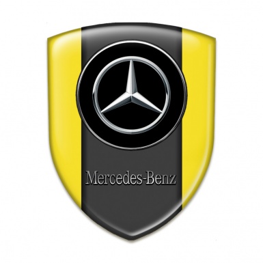 Mercedes Benz Self Adhesive Car logo Emblem Yellow Print Silver Logo 