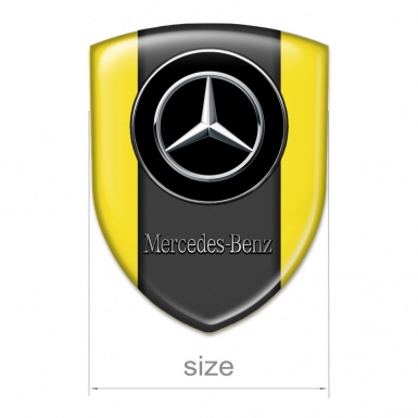 Mercedes Benz Self Adhesive Car logo Emblem Yellow Print Silver Logo 