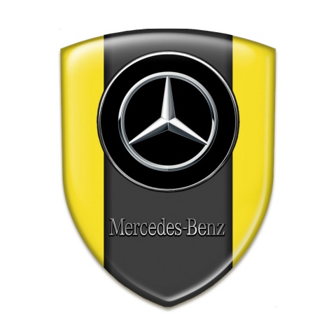 Mercedes Benz Self Adhesive Car logo Emblem Yellow Print Silver Logo 