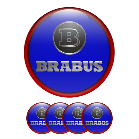 Mercedes Brabus Wheel Emblems Center Cap Navy Red Ring