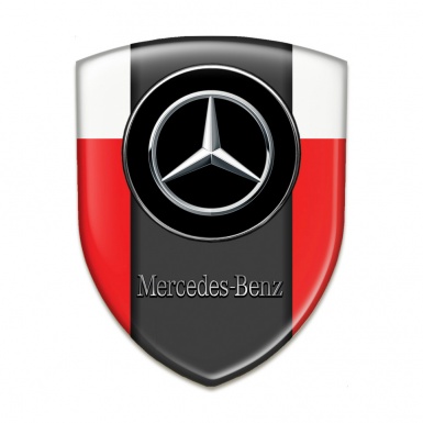 Mercedes Benz Silicone Car Decal Badge Red White Base Silver Logo 