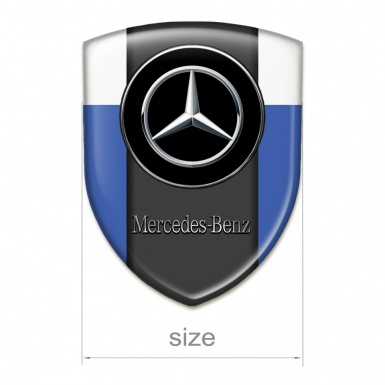 Mercedes Benz Silicone Badge Blue white Base Silver logo 