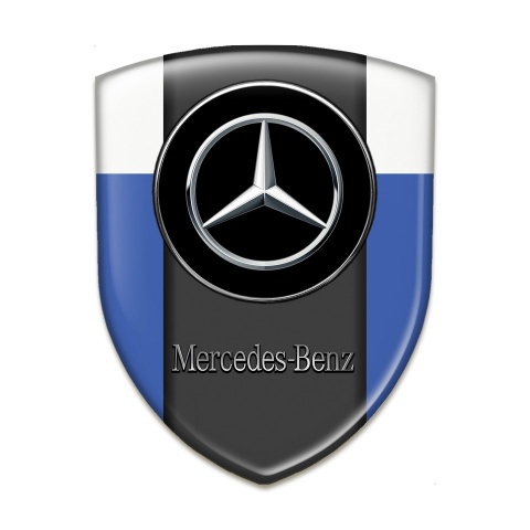 Mercedes Benz Silicone Badge Blue white Base Silver logo 