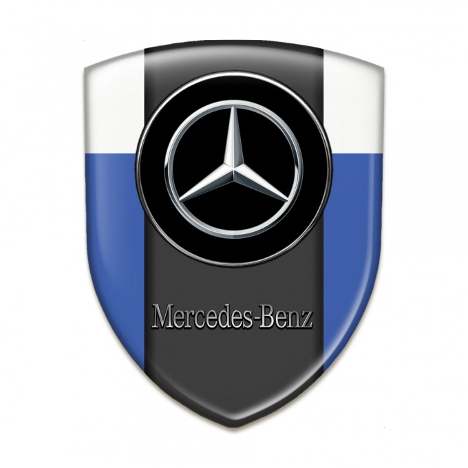 Mercedes Benz Silicone Badge Blue white Base Silver logo 