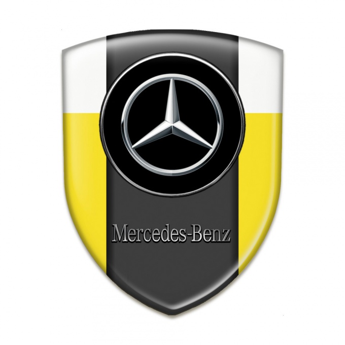 Mercedes Benz Silicone Shield Yellow White Base silver logo 